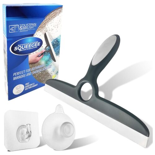 435345345345.jpg Deluxe Smooth Grey Shower Squeegee with Wall Hooks